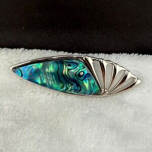 Vintage  Abalone Brooch Ariki New Zealand Silver Tone Signed